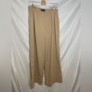Kittenish Tan Wide-Leg Women's Pants Trousers